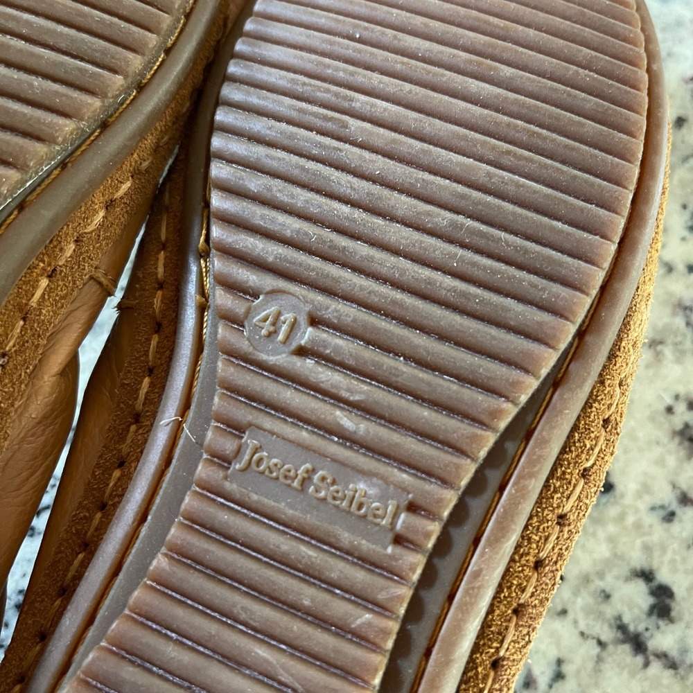 Josef Seibel Ballet Flats Womens 41 Tan Leather Bow Double Air Reaction Comfort - Picture 5 of 6